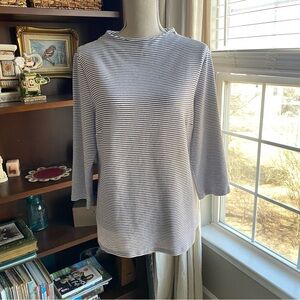 Talbots Black & White Striped Women's Top Large EUC